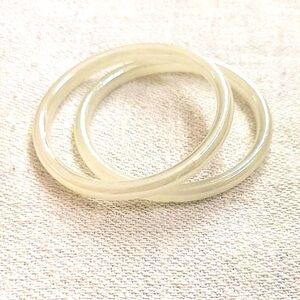 Glass Bangles - White Opal (faux) with Iridescent tint